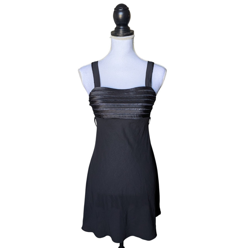 Vintage Jones New York Chiffon Chemise Sheer Nightgown Black Size Small 90s Y2K